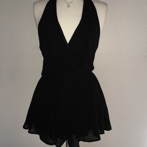 Mint L.A. Boutique Small Black Halter Tie Romper